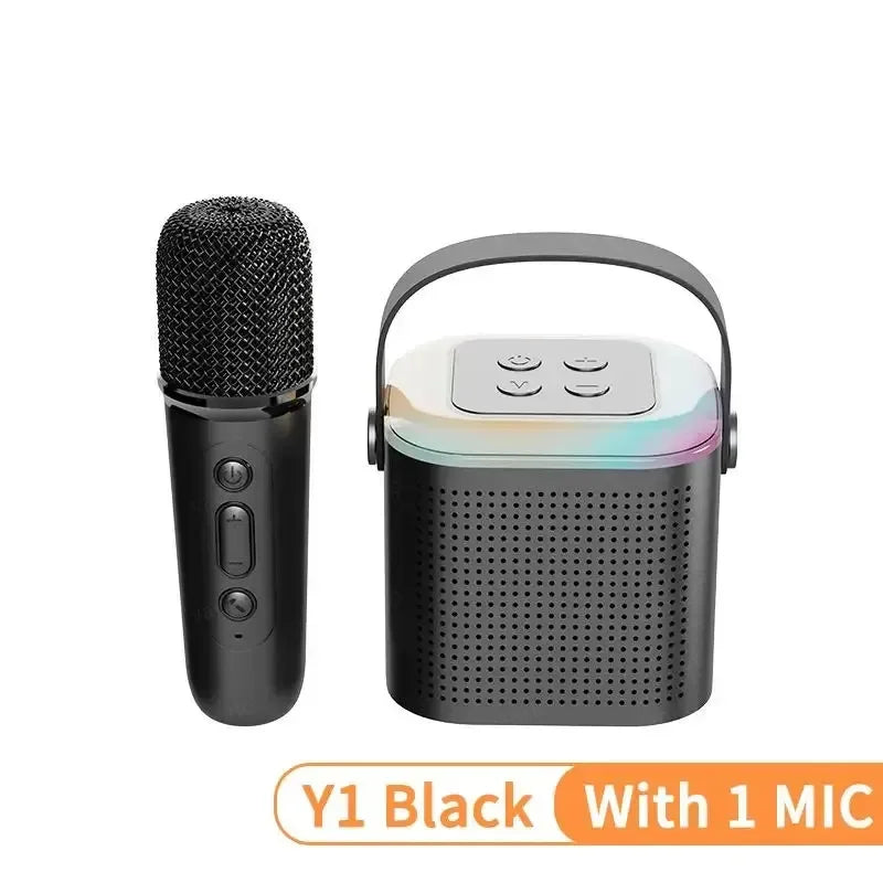 Y1 Wireless Bluetooth Speaker Multifunction with 2 Microphone RGB Portable Music Player Karaoke Machine for Child Home Gift