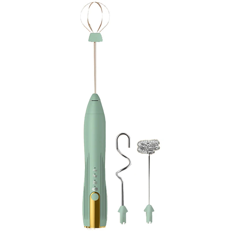 USB Rechargeable Handheld Egg Beater 3 Speeds Electric Milk Frother Foam Maker Mixer Coffee Drink Frothing Wand Foamer
