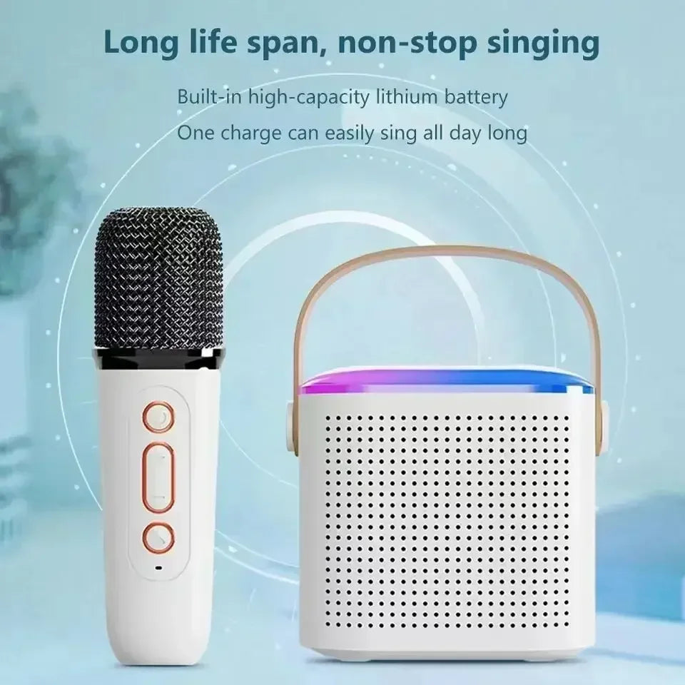 Y1 Wireless Bluetooth Speaker Multifunction with 2 Microphone RGB Portable Music Player Karaoke Machine for Child Home Gift