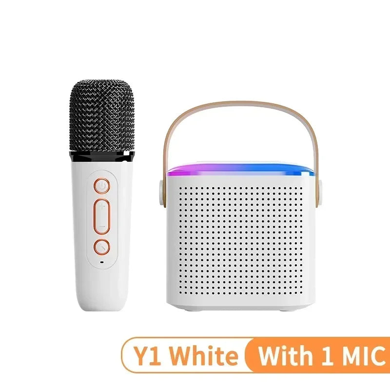 Y1 Wireless Bluetooth Speaker Multifunction with 2 Microphone RGB Portable Music Player Karaoke Machine for Child Home Gift