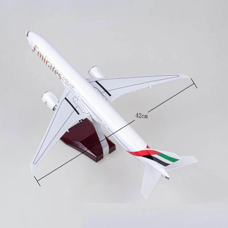 B777 Aircraft UAE Airlines Plane Toy Model W Light and Wheel Landing Gear Resin Diecast Airplanes Collected Gift By Aviation