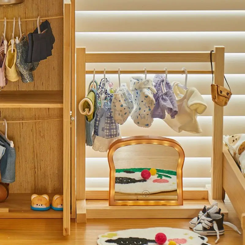 Labubu Doll Clothes  Rack Cotton Doll  Closet Storage Cabinet  Doll Display Cabinet  Pull String  Cloth Hanging Wardrobe