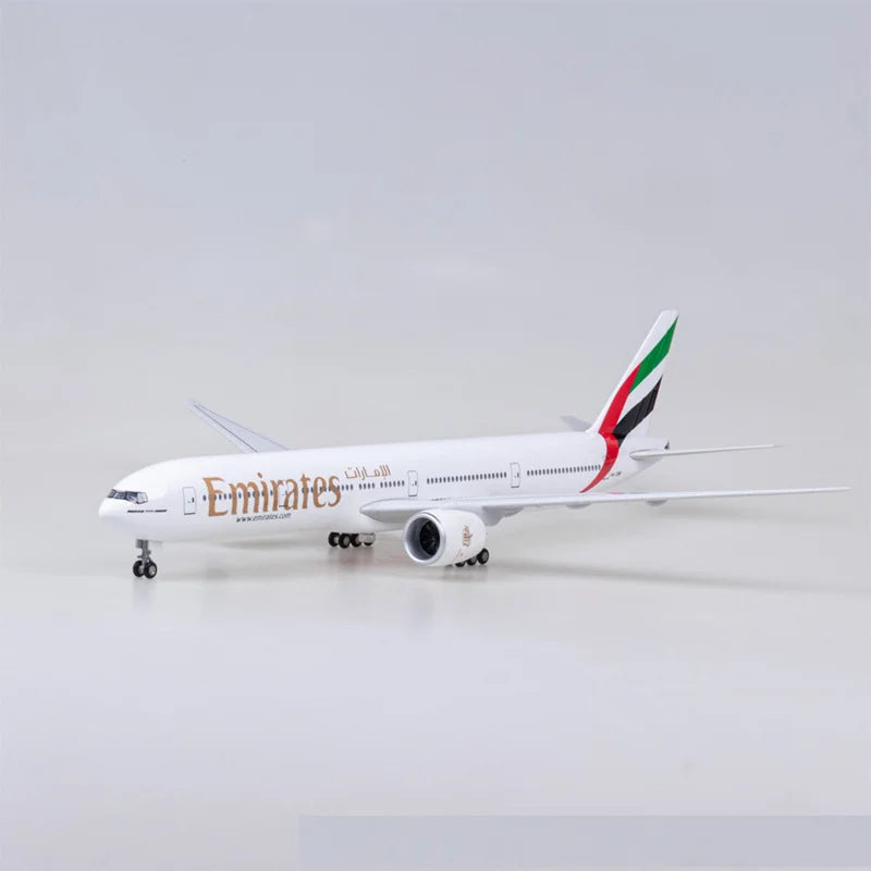 B777 Aircraft UAE Airlines Plane Toy Model W Light and Wheel Landing Gear Resin Diecast Airplanes Collected Gift By Aviation