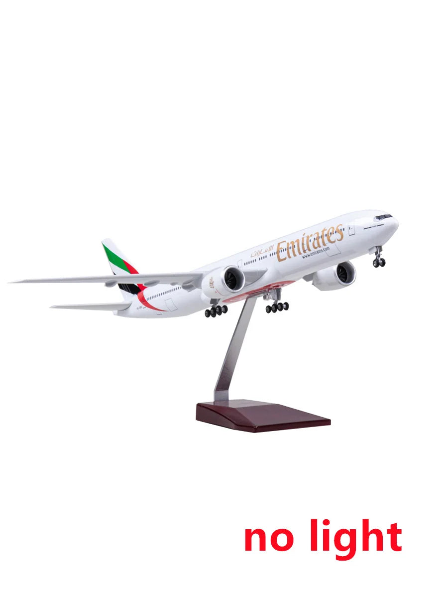 B777 Aircraft UAE Airlines Plane Toy Model W Light and Wheel Landing Gear Resin Diecast Airplanes Collected Gift By Aviation