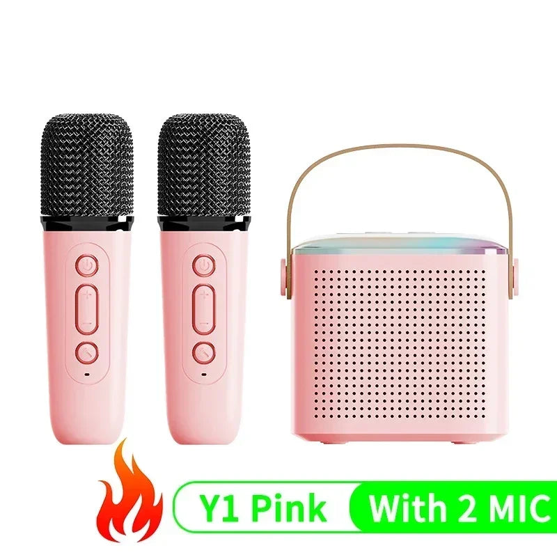 Y1 Wireless Bluetooth Speaker Multifunction with 2 Microphone RGB Portable Music Player Karaoke Machine for Child Home Gift