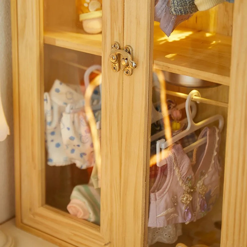 Labubu Doll Clothes  Rack Cotton Doll  Closet Storage Cabinet  Doll Display Cabinet  Pull String  Cloth Hanging Wardrobe