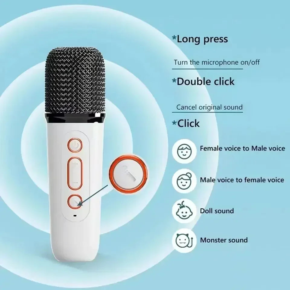 Y1 Wireless Bluetooth Speaker Multifunction with 2 Microphone RGB Portable Music Player Karaoke Machine for Child Home Gift