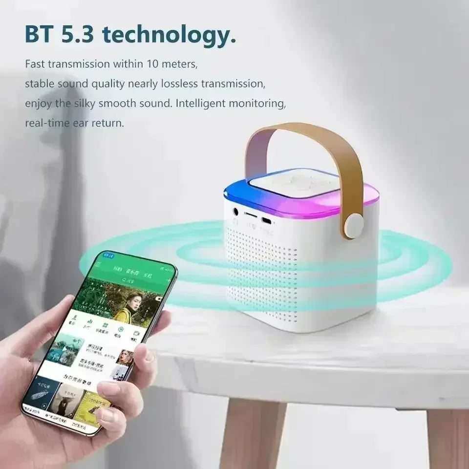 Y1 Wireless Bluetooth Speaker Multifunction with 2 Microphone RGB Portable Music Player Karaoke Machine for Child Home Gift