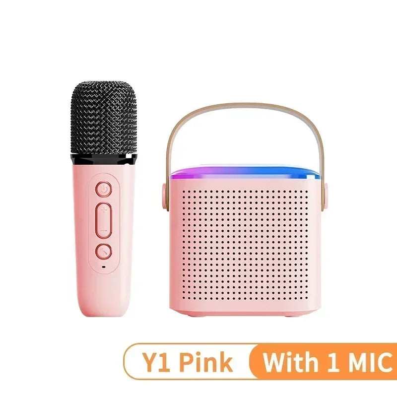 Y1 Wireless Bluetooth Speaker Multifunction with 2 Microphone RGB Portable Music Player Karaoke Machine for Child Home Gift