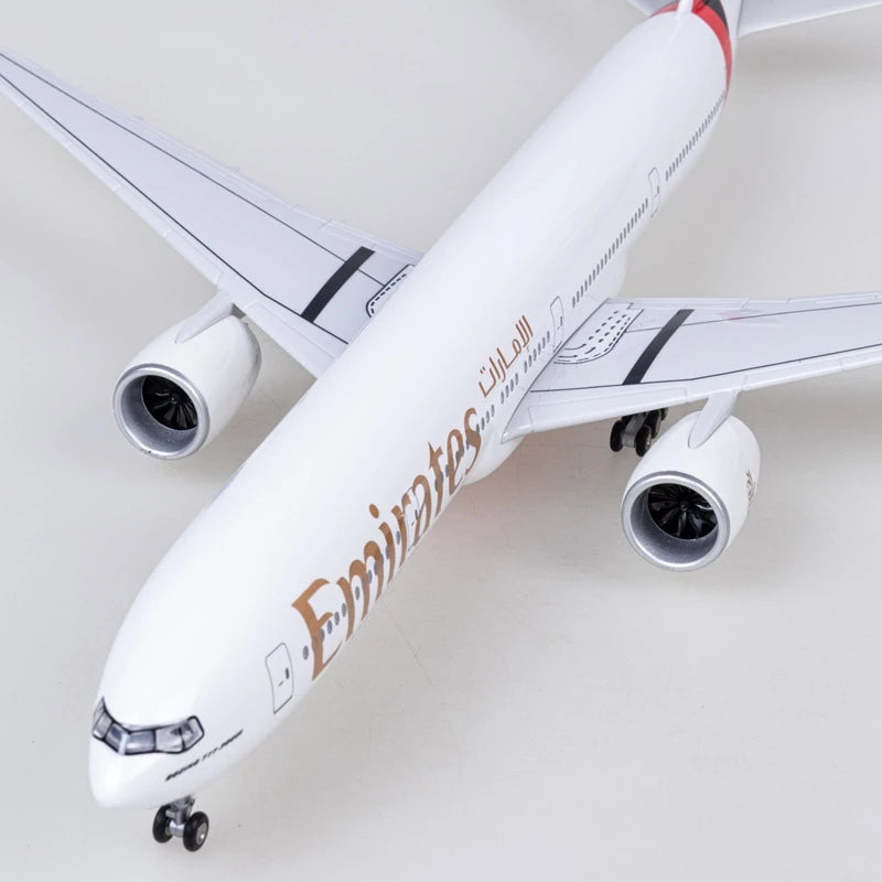 B777 Aircraft UAE Airlines Plane Toy Model W Light and Wheel Landing Gear Resin Diecast Airplanes Collected Gift By Aviation