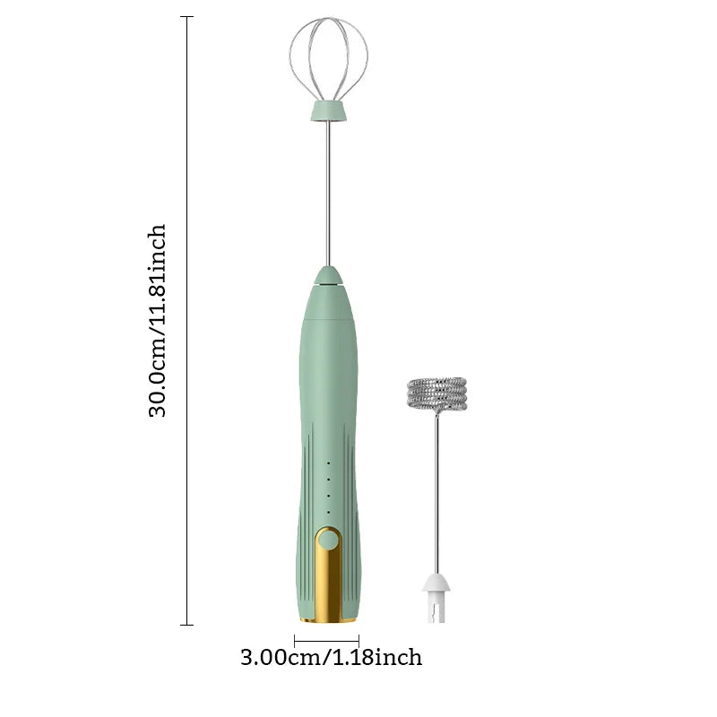 USB Rechargeable Handheld Egg Beater 3 Speeds Electric Milk Frother Foam Maker Mixer Coffee Drink Frothing Wand Foamer