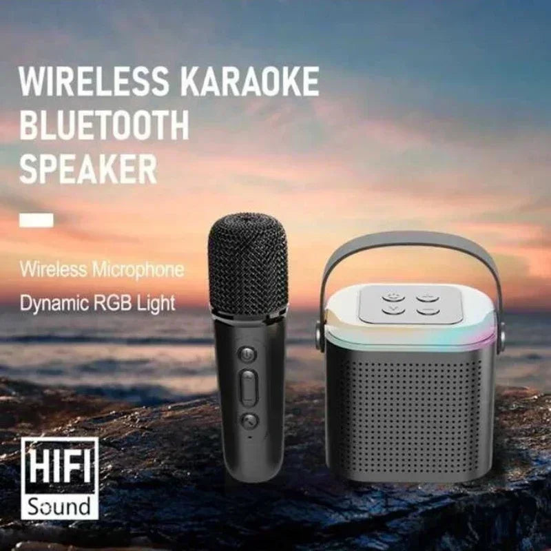 Y1 Wireless Bluetooth Speaker Multifunction with 2 Microphone RGB Portable Music Player Karaoke Machine for Child Home Gift