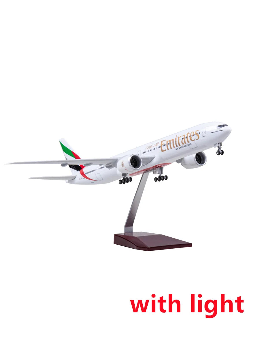 B777 Aircraft UAE Airlines Plane Toy Model W Light and Wheel Landing Gear Resin Diecast Airplanes Collected Gift By Aviation