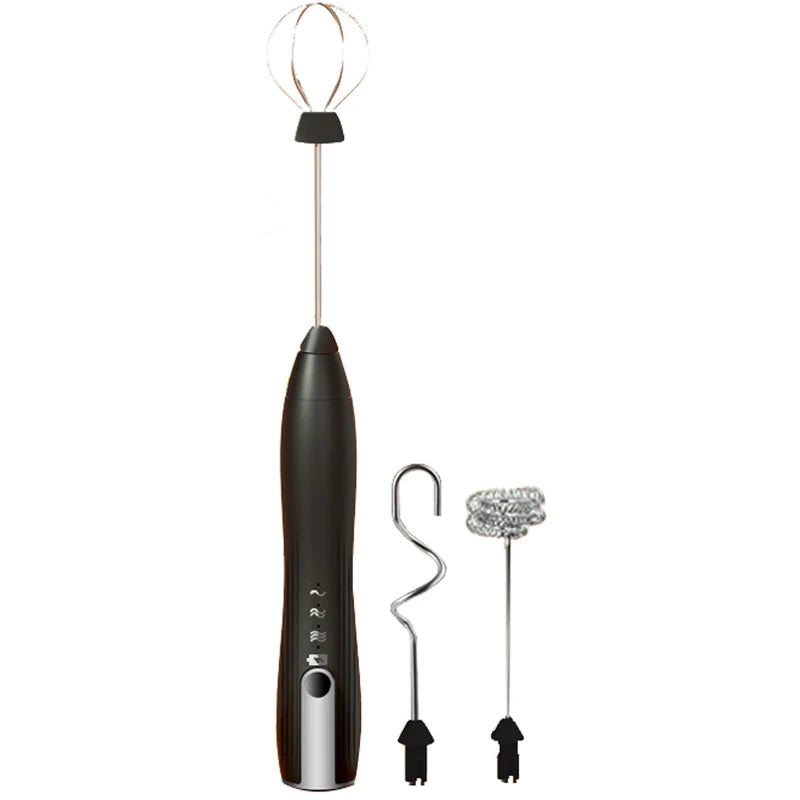USB Rechargeable Handheld Egg Beater 3 Speeds Electric Milk Frother Foam Maker Mixer Coffee Drink Frothing Wand Foamer